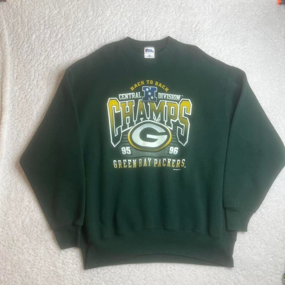 1996 pro player Green Bay‎ packers men's green crew neck sweatshirt nfl 90s